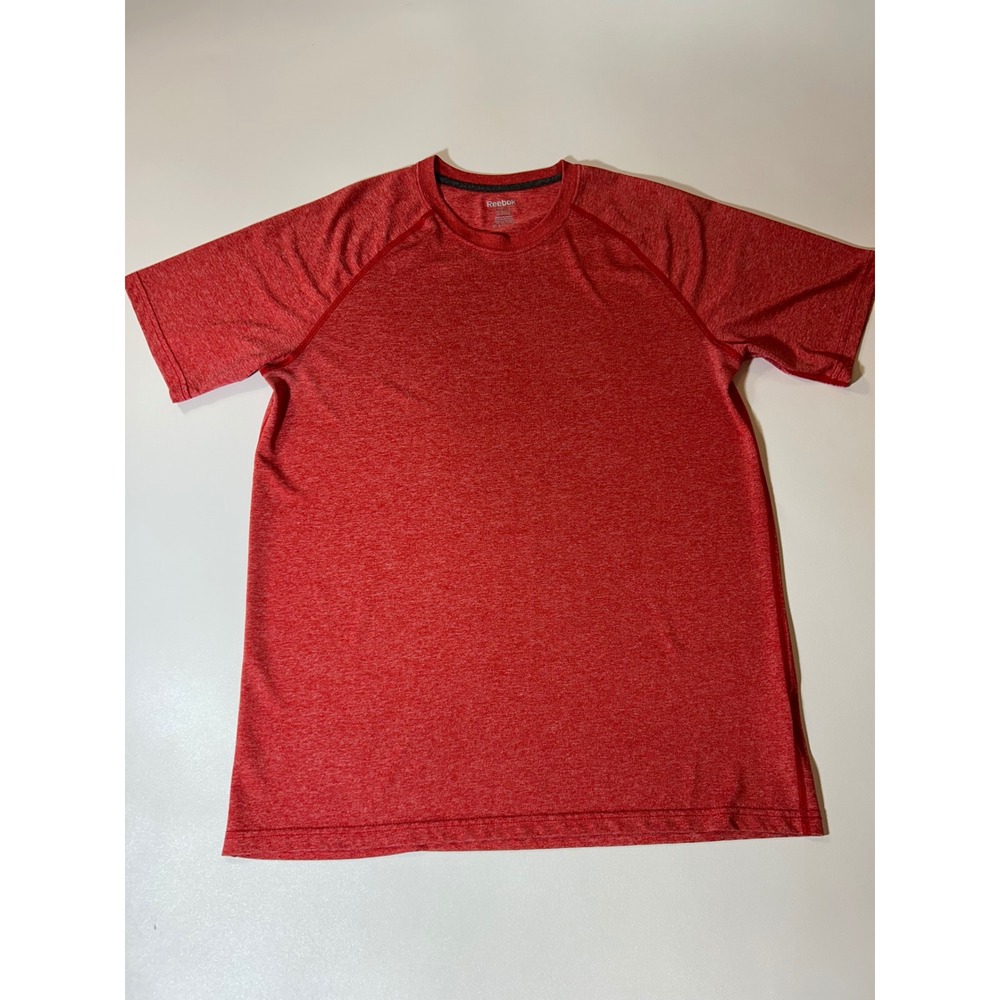 Reebok T-Shirt Mens Large Red Excellent PlayDry Heathered Athletic Gym Tee